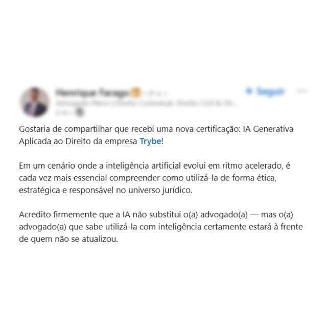 Depoimento de analista jurídica de compliance: curso incrível, aplicar IA de forma ética e responsável