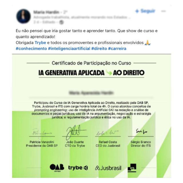 Depoimento de Maria Hardin, advogada trabalhista: não pensei que iria gostar tanto e aprender tanto